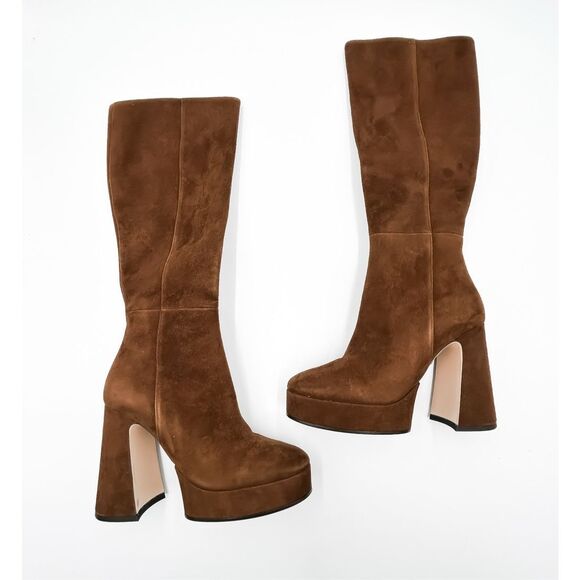 Gucci Suede Leather Knee High Platform Madame Boots Heels Eu 36 US 6 - Picture 1 of 13